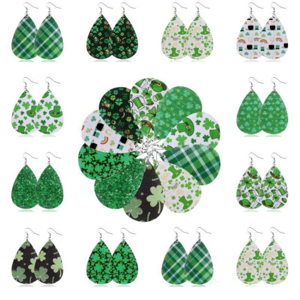 5pk St. Patrick’s Day Leather Drop Earrings